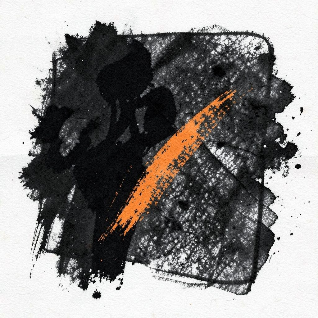 A bold charcoal illustration of a community gathering around a glowing lantern at dusk, deep navy and amber tones, warm and inviting.